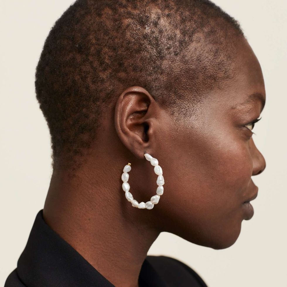 Bold Pearl Hoop Earrings
