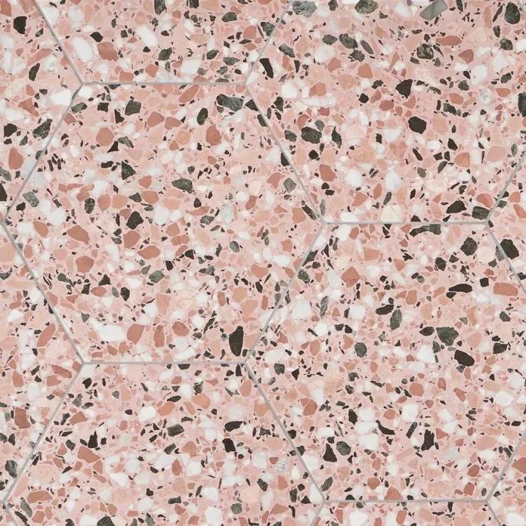 Six Hexagon Pink Earth 12.5" Matte Porcelain Tile
