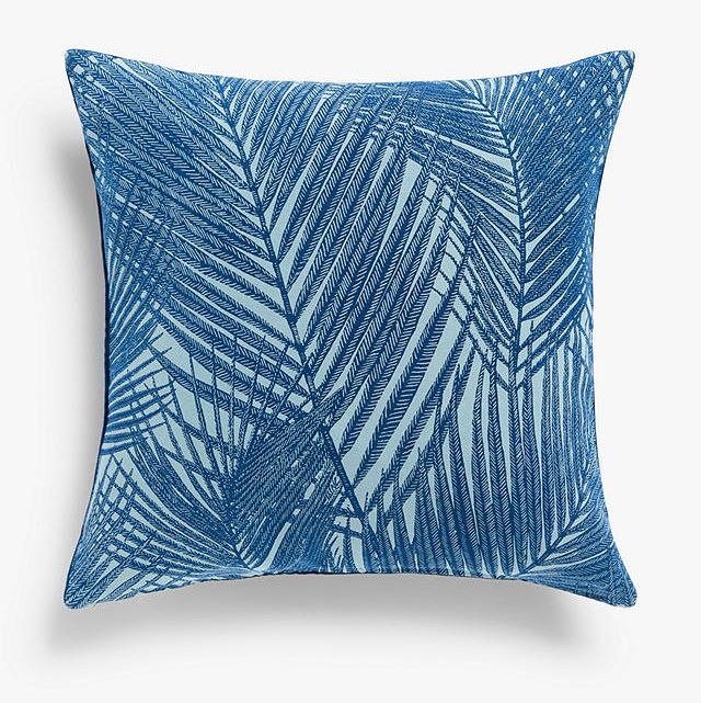 Blue Palm Print Cushion, John Lewis, £25
