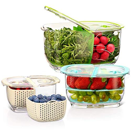 Fresh Produce Storage Containers, 3-Piece Set