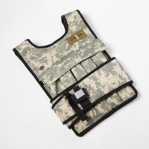 Green Camo Weighted Vest Improves Workouts from Home or Gym Ultra-durable and Adjustable Straps Includes Steel Weight Plates Force Fitness