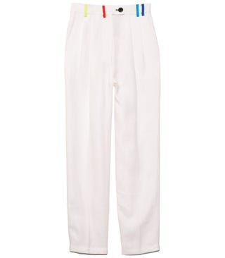 Pleated Relaxed Fit Trouser in White