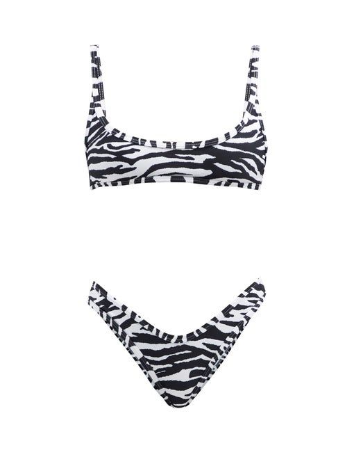 Scoop-neck Zebra-print Bikini