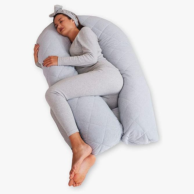 Frida Mom Keep Cool Adjustable Pregnancy Body Pillow with Micro-Bead  Filling, Gray 