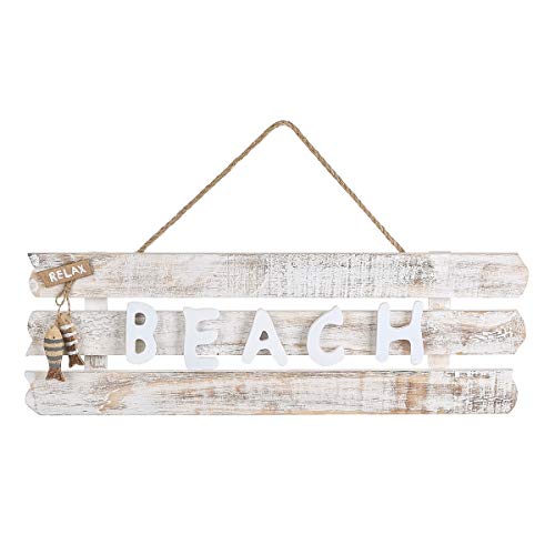 Cartel Beach Navy de madera