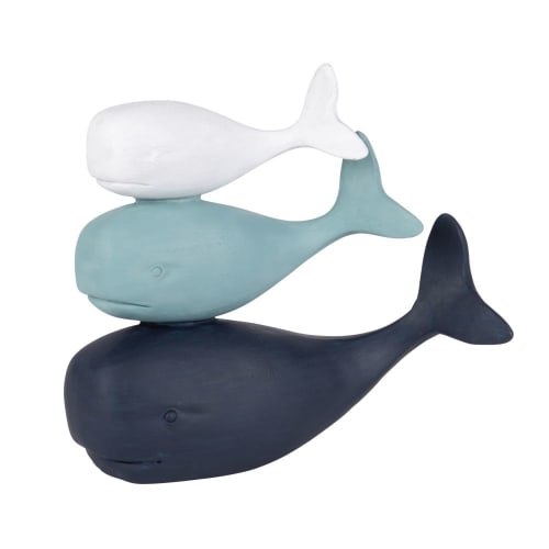 Figura de 3 ballenas azul y blanca Alt.17