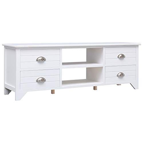 vidaXL Mueble para TV Madera de Paulownia Mobiliario Hogar Decoración Elegante Práctico Versátil Centro Multimedia Robusto Útil Blanco 115x30x40cm