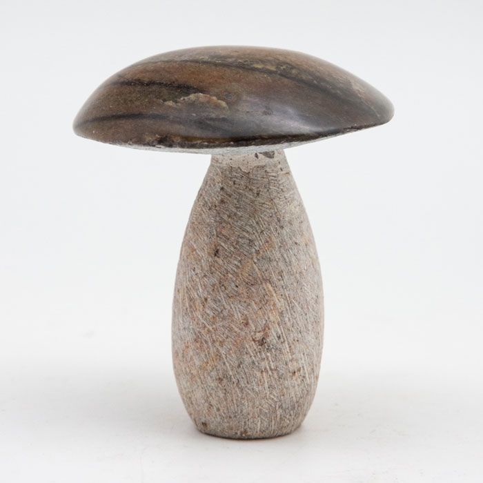Brown Hand-Carved Stone Mushroom