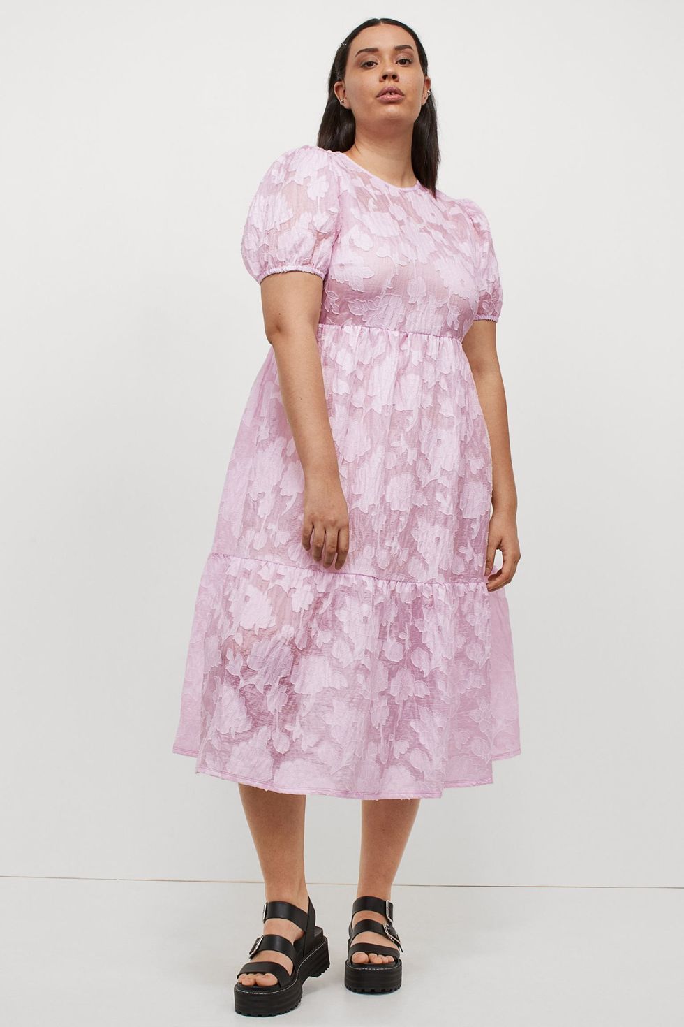 Blush Pink Self-Tie Plus Size Dress