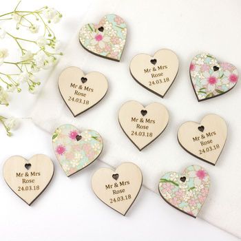 Personalised Floral Wedding Favour Hearts