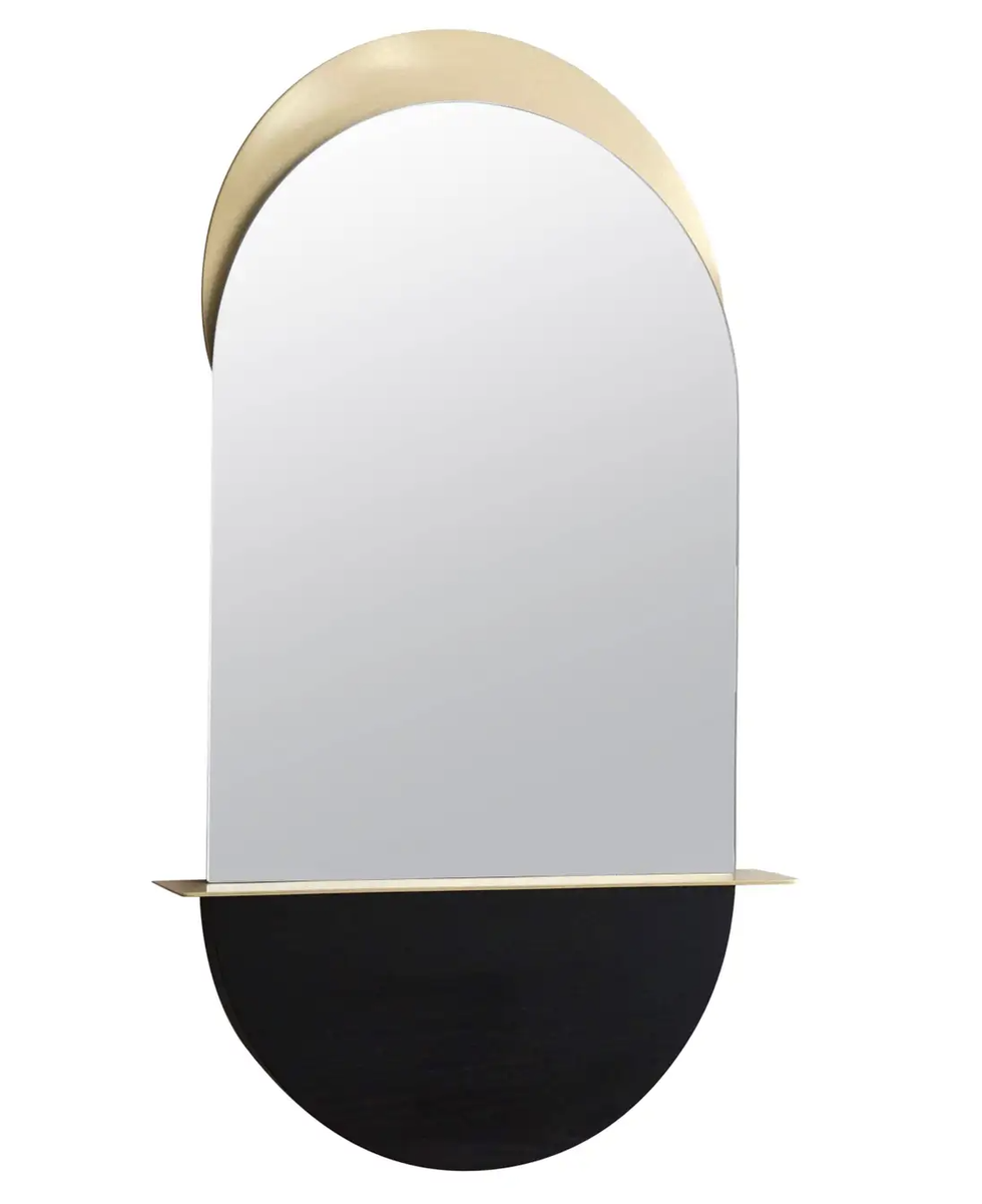 Solis Mirror in Satin Brass and Blackened Ash by Simon Johns, Small
