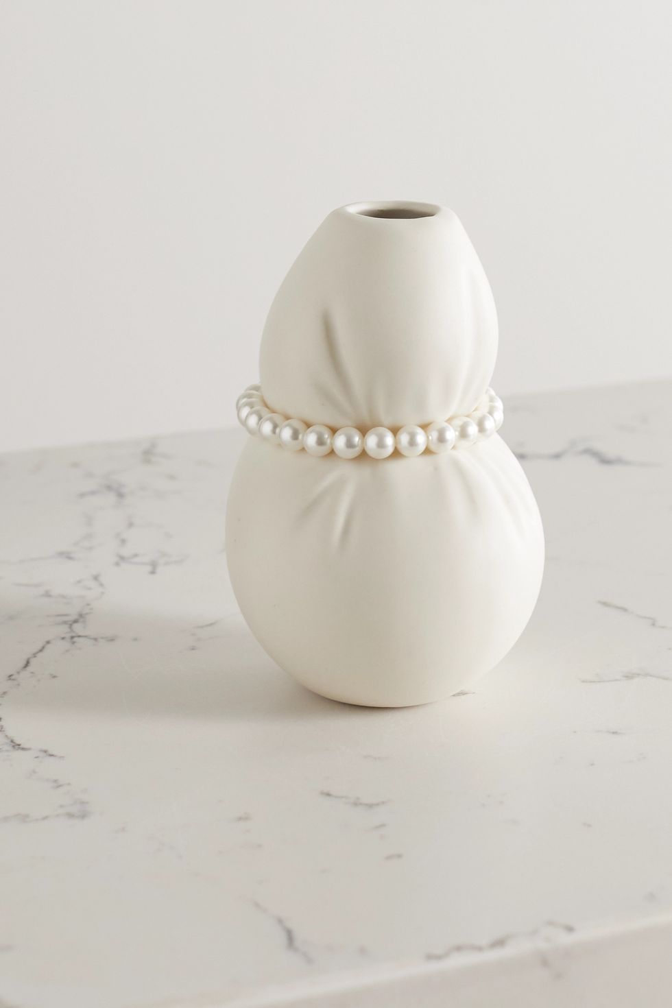 Ceramic and faux pearl vase
