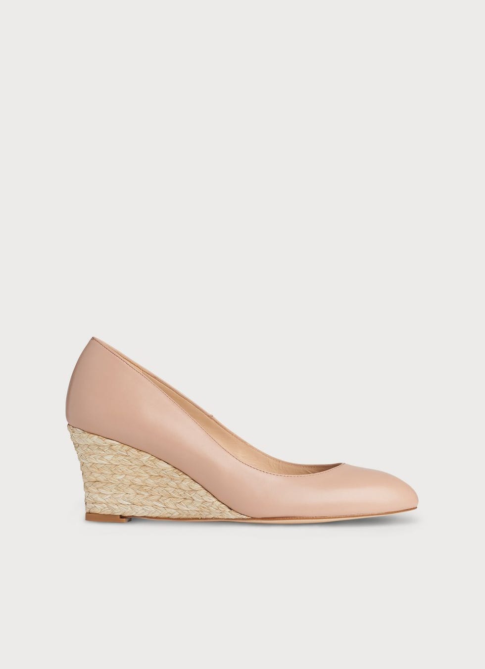 Eevi nude leather espadrille wedges