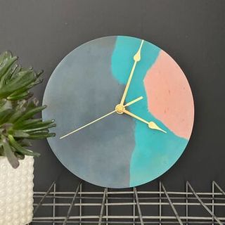 Navy, Teal And Blush Eco Resin Clock