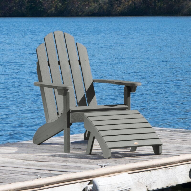 Coastal Teak Rialto Plastic Adirondack Chair with Ottoman