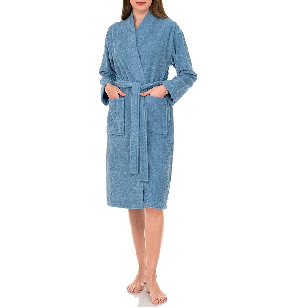 100% Cotton Hooded Bathrobe Men Women Unisex Terry Soft Toweling Dressing Grown 