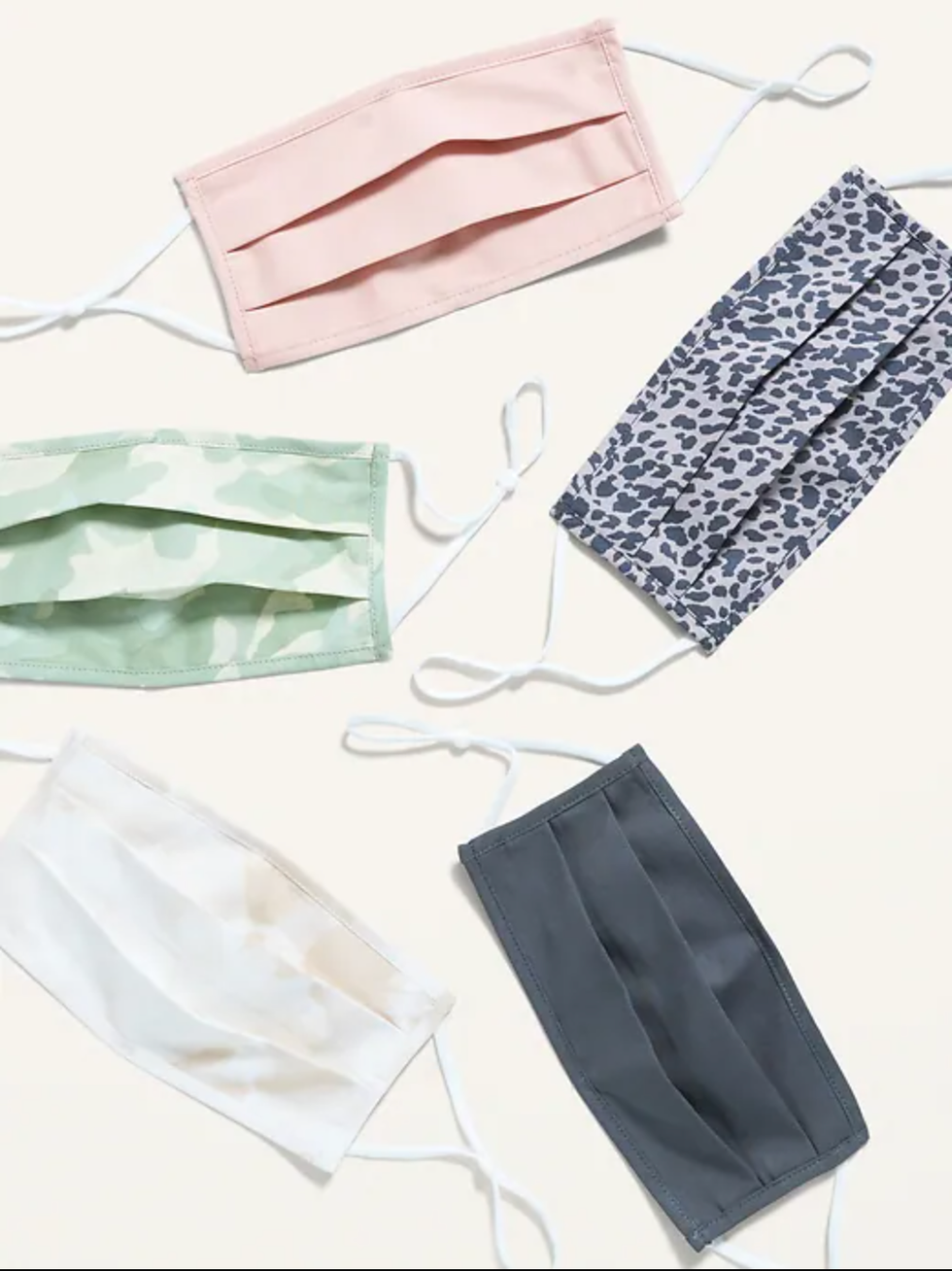 Variety 5-Pack of Triple-Layer Cloth Face Masks for Adults (with Ear Adjusters)