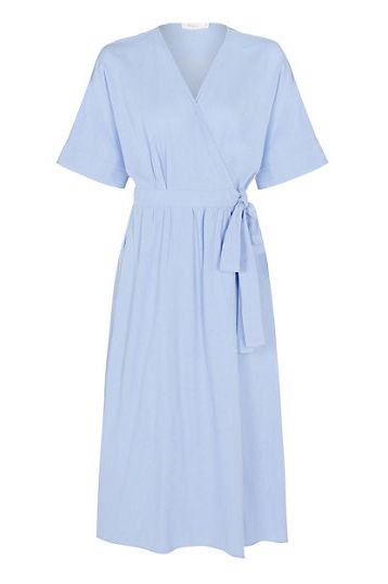 Linen V-Neck Tie Front Midi Wrap Dress, M&S, £79