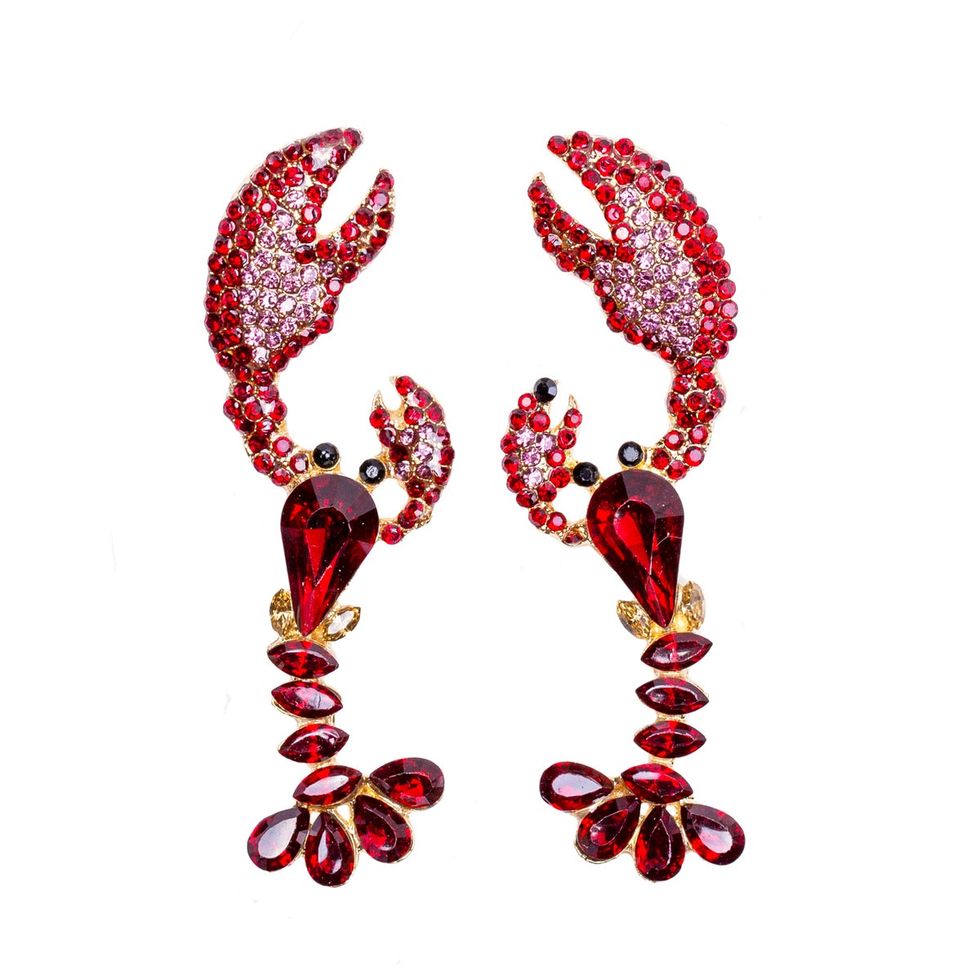 Ruby Red Lobster Earrings