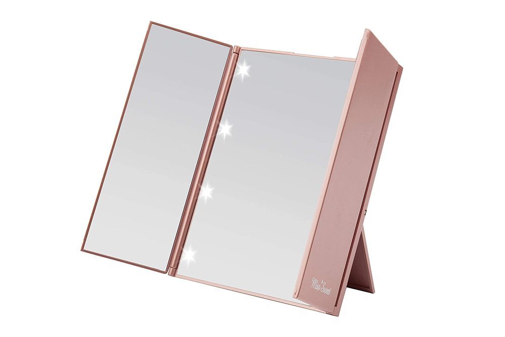 Small LED Lighted Tri-Fold Makeup Mirror
