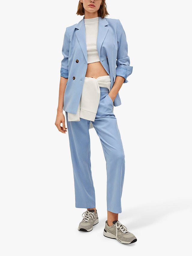 Mango Structured Suit Blazer, Sky Blue