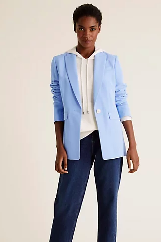 Jane Moore’s chic cornflower blue suit is now in the sale