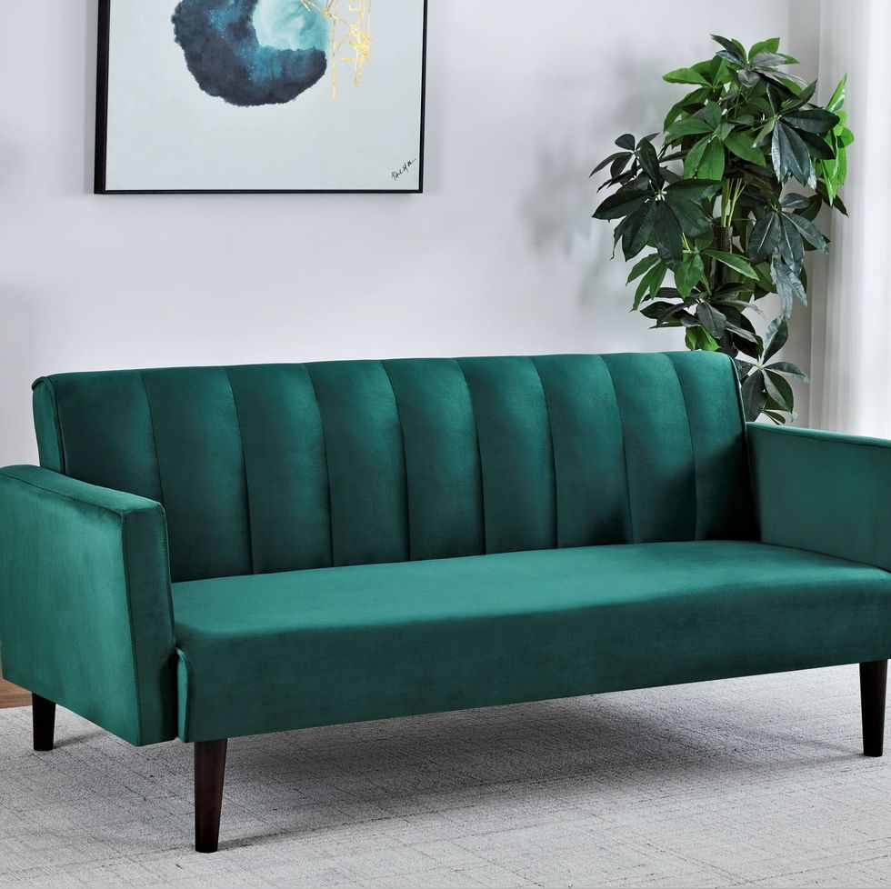 Aranmore Velvet Tufted Back Convertible Sofa