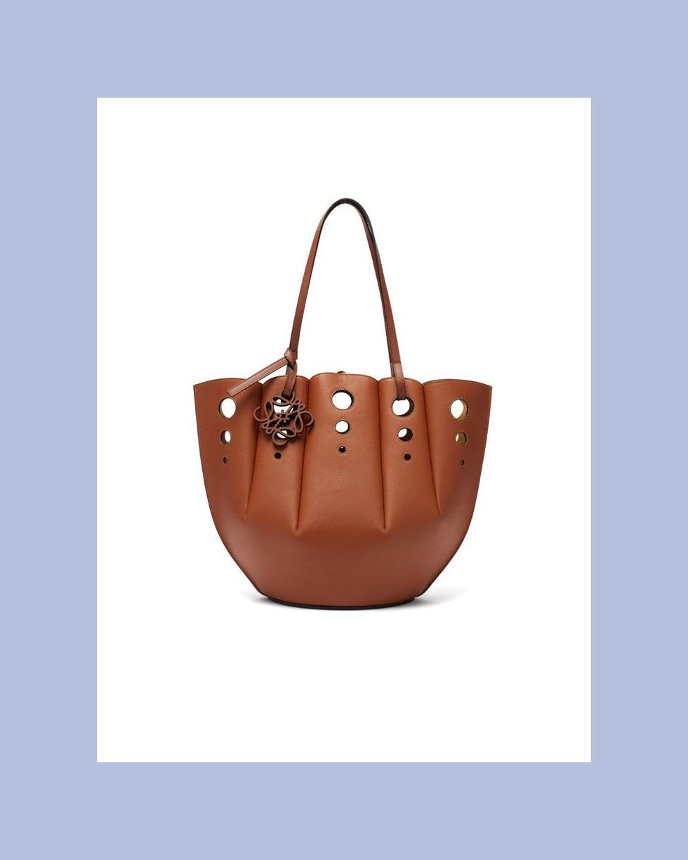 Shell Perforated Leather Tote Bag