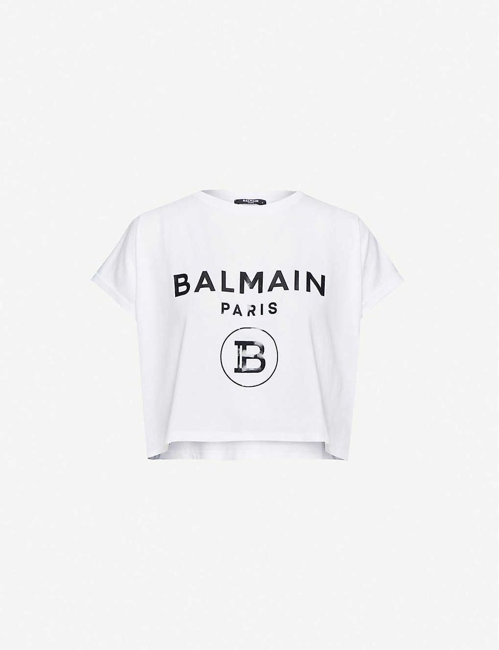 短版上衣推薦#3：BALMAIN Logo短版T