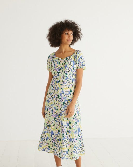 Floral Print Green Midi Dress
