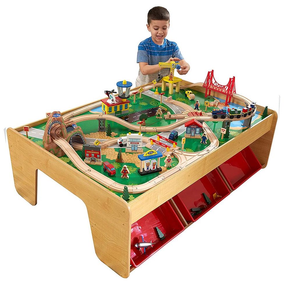 Hape 70 Piece Railway City Train Table and Set with Battery Powered  Locomotive, 1 Piece - City Market