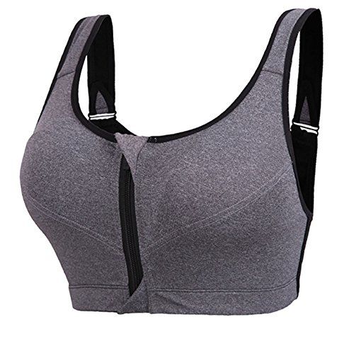 Comfortable Grey Racerback Sports Bra with Front Closure