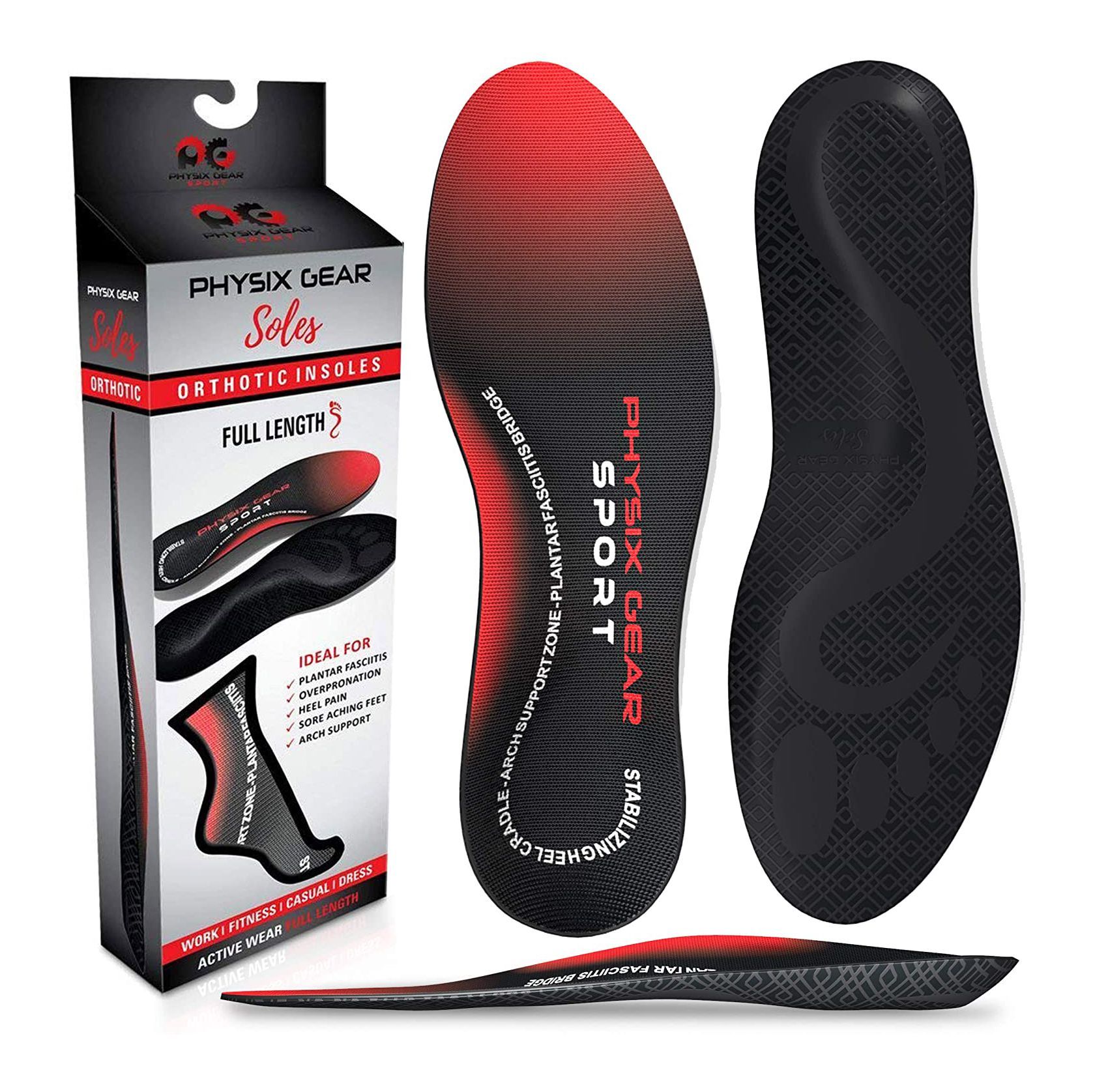 2 Pairs Cushioned Arch Support Plantar Fasciitis Support Flat Feet Insoles Spurs Plantar Fasciitis Orthotic Insoles Women Men Feet Pain Relief 