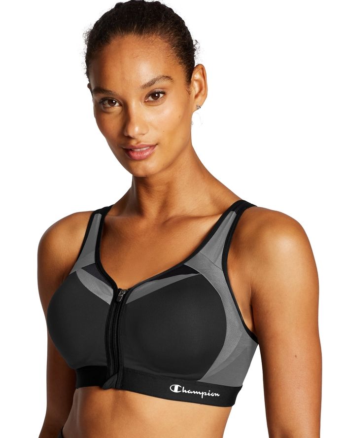 Women Zip Front Sports Bra Underwear Ladies Fitness Workout Pads Crop Top Vest 