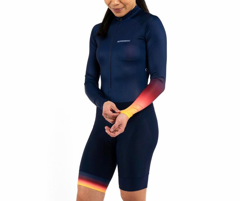 Peppermint Cycling Co. Plume Navy Long-Sleeves Skinsuit