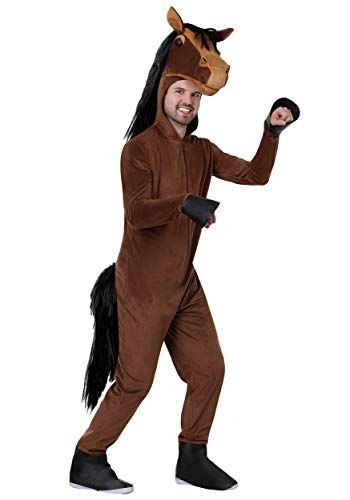 Hooded Jumpsuit Horse Costume for Adults 