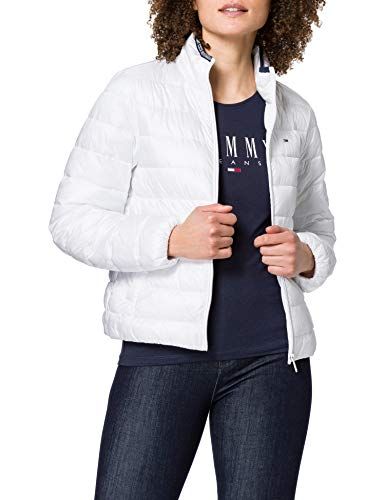 Tommy Jeans TJW Quilted Zip Through Giacca, Bianco, L Donna