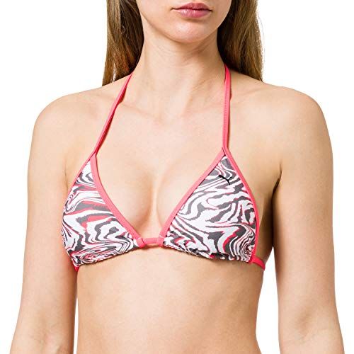 Puma - Swim Women's all-Over-Print Triangle Bikini Top Reggiseno, Bianco/Grigio, XS Donna