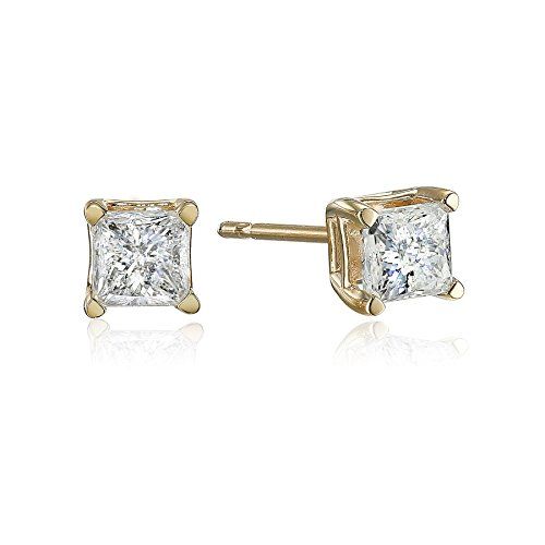 10k Yellow Gold Princess Diamond Stud Earrings (0.5 carats)