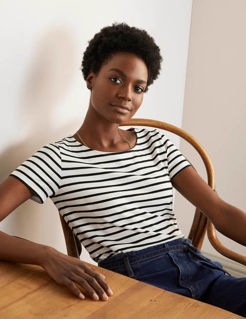 Ivory and Black Breton Top, Boden, £28