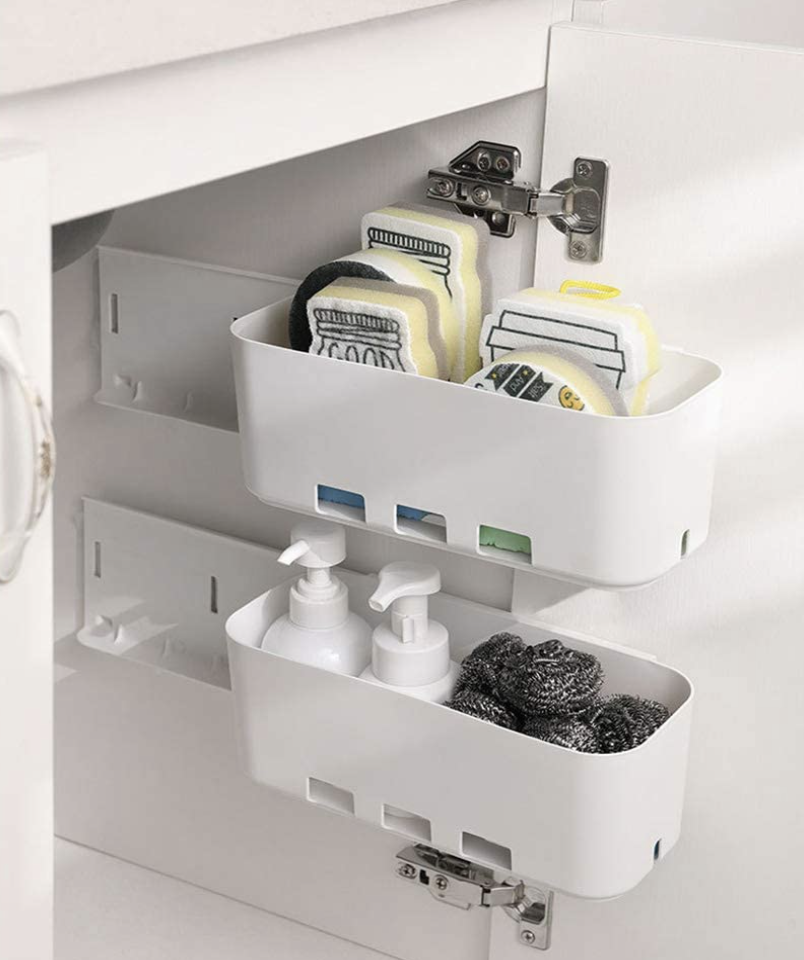 Multifunctional Storage Racks Stackable Self-adhesive Shelf for Kitchen Bathroom 