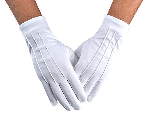 White Nylon Cotton Gloves