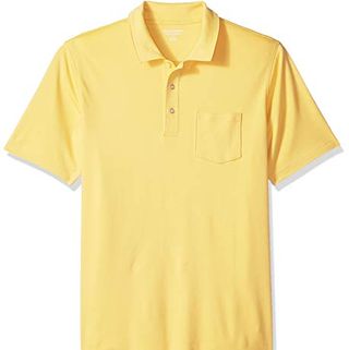 Amazon Essentials Men's Regular-Fit Pocket Jersey Polo, Yellow, Large