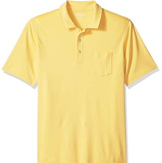 Amazon Essentials Men's Regular-Fit Pocket Jersey Polo, Yellow, Large Amazon Essentials Men's Regular-Fit Pocket Jersey Polo, Yellow, Large