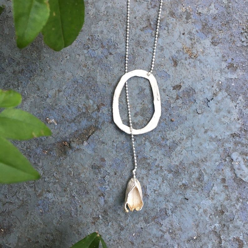 Cardamom Sterling Silver Lariat, Seed Necklace