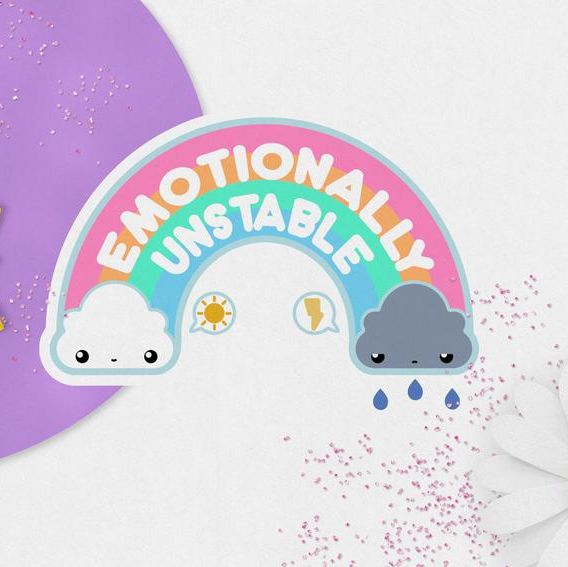 Funny Kawaii Emotionally Unstable Rainbow Vinyl Sticker