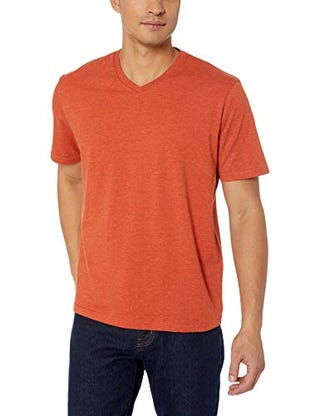 Amazon Essentials Men's 2-Pack Regular-Fit Short-Sleeve V-Neck T-Shirt, Orange Heather, X-Large