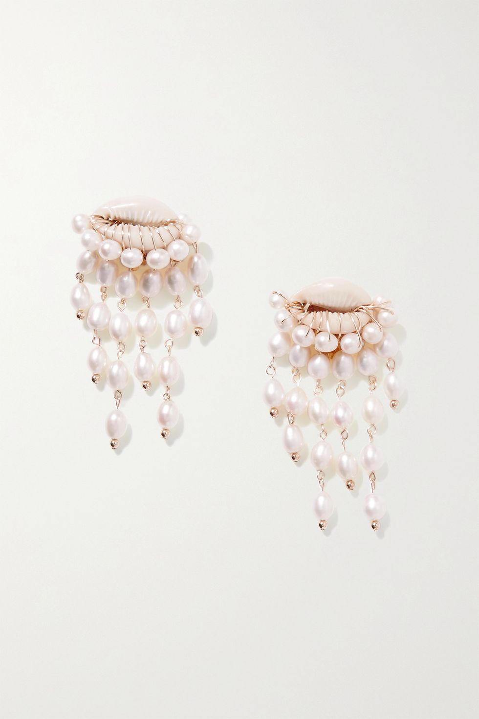 Delphin Gold-Plated, Shell and Pearl Clip Earrings
