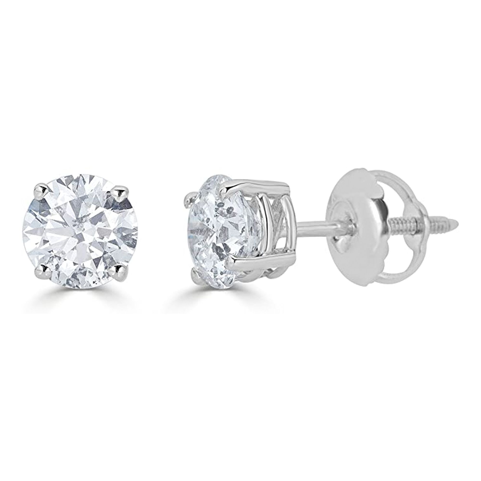 0.22 Ct Real Round Cut Diamond Flower Shape Women's Stud Earring 14K White  Gold | eBay