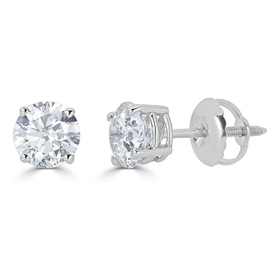 14k White Gold Diamond Round-Cut Stud Earrings (0.25 carats)